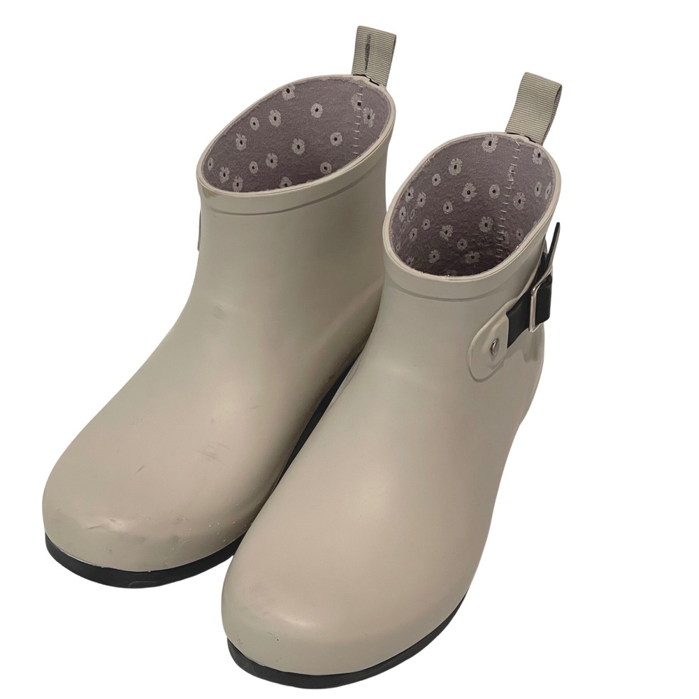 Chooka Downtown Shortie Rubber Buckle Ankle Rain Boots Women's US 8 EU 39 Stone